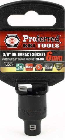 3/8" Drive Metric 6 Point Impact Sockets