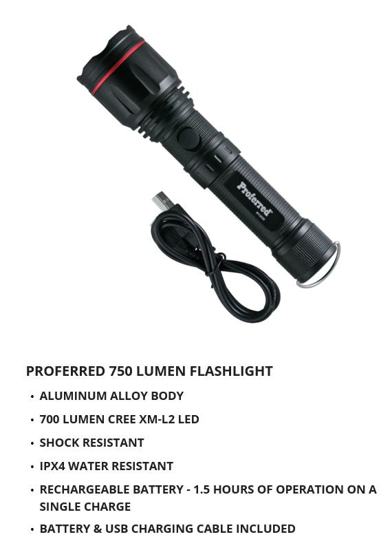 750 LUMEN FLASHLIGHT ITEM M12030 AVAILABLE NOW AT www.proferred.tools