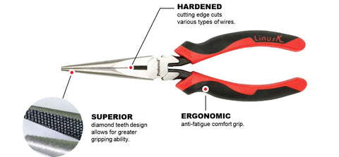 12in Extra Long Needle Knurled Nose Pliers MP-609D